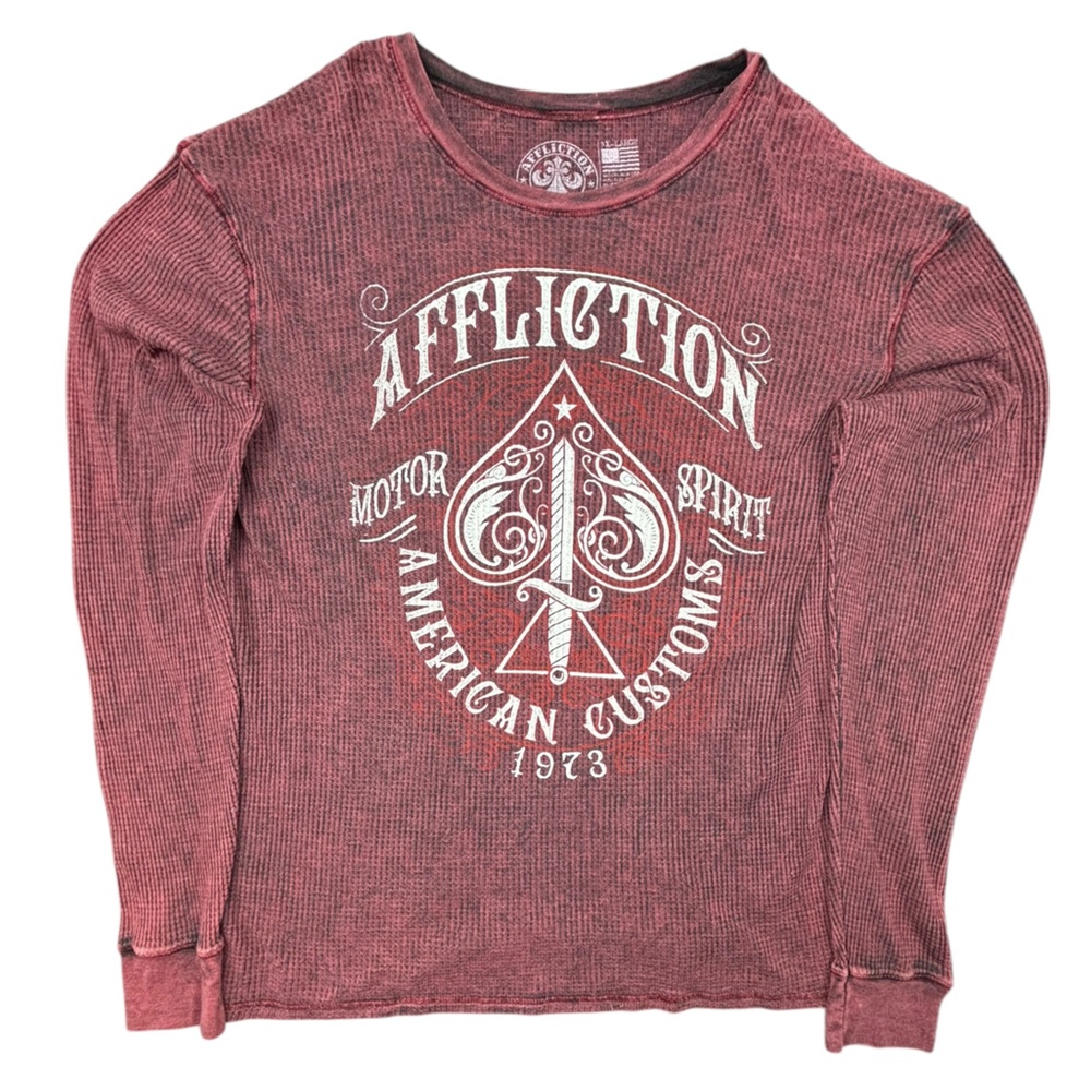 Affliction- Live Fast Graphic Waffle Knit Long Sleeve- 3XL- Excellent condition!